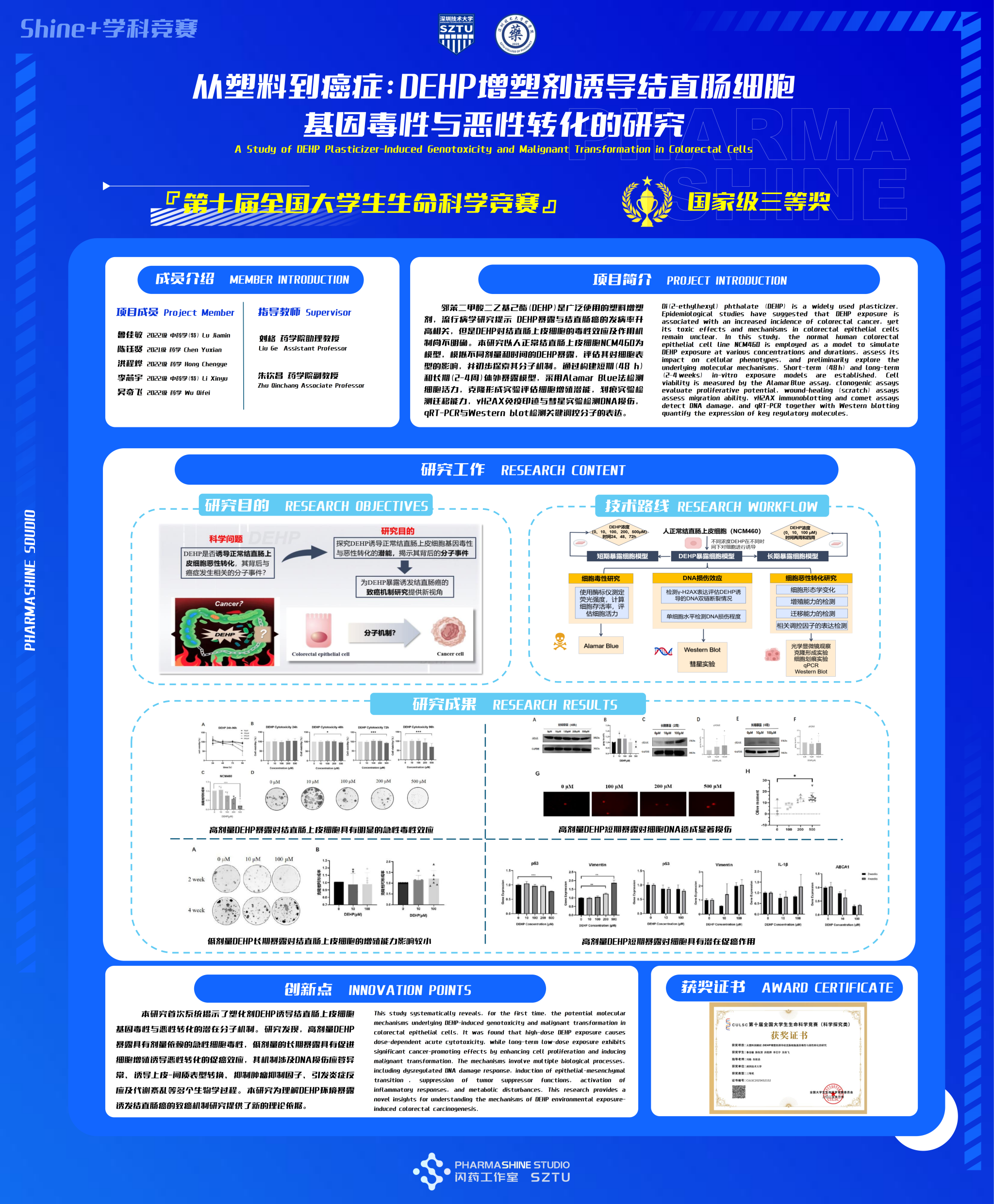 从塑料到癌症：DEHP塑剂诱导结直肠细胞基因毒性与恶性转化的研究
